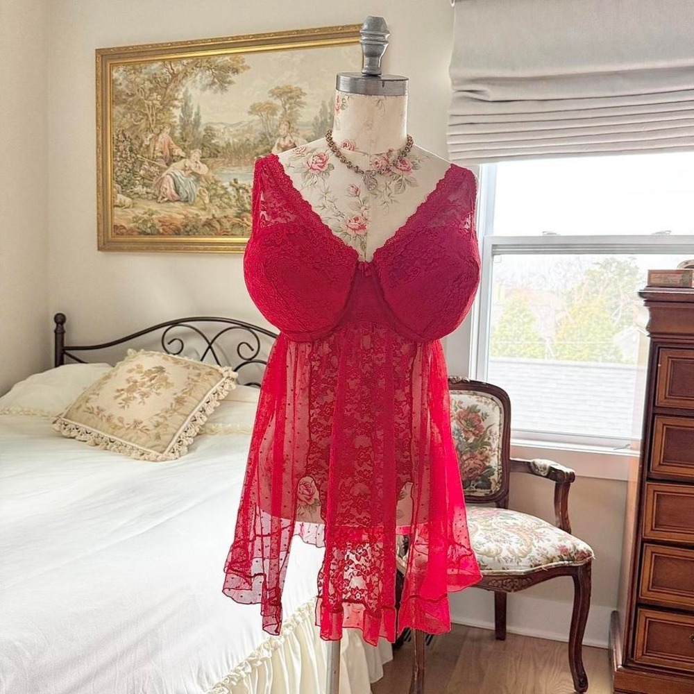 red lace babydoll dress  y2k‎ secret treasures red lace babydoll dress size 3x